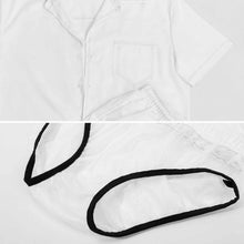 Cargar imagen en el visor de la galería, Conjunto de pijama de satén personalizable para hombre con manga corta y pantalón corto