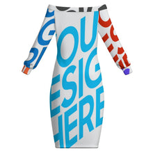 Cargar imagen en el visor de la galería, Vestido de mujer de manga larga con hombros descubiertos MXLD personalizado con patrón foto texto (impresión de imágenes múltiples)