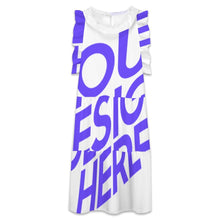 Cargar imagen en el visor de la galería, Vestido de mujer con cuello de muñeca y borde de volantes F11Q con diseño 2 en 1 personalizado con patrón foto texto (impresión de imagen única)