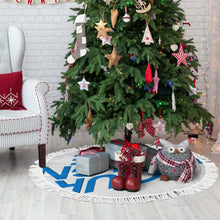 Cargar imagen en el visor de la galería, Falda para árbol de Navidad (estilo flecos) (diferentes imágenes en ambos lados) personalizado con patrón foto texto