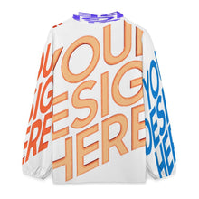 Cargar imagen en el visor de la galería, Blusa de manga larga con escote en V y ribetes de volantes para mujer A1S personalizado con patrón foto texto (impresión de imágenes múltiples)