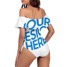 Cargar imagen en el visor de la galería, Traje de baño de una pieza con volantes y hombros descubiertos OFF SHOULDER para mujer 294328 personalizado con patrón foto texto (impresión de imagen única)