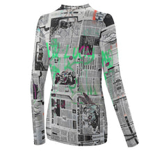 Cargar imagen en el visor de la galería, Women's Long Sleeve T-Shirt Newspaper Graffiti