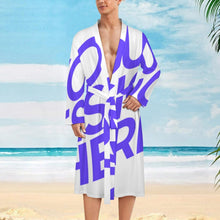 Cargar imagen en el visor de la galería, Albornoz de hombre LM003 adecuado para el baño salón dormitorio personalizado con patrón foto texto (impresión de imagen única)