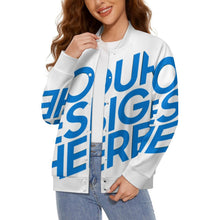 Cargar imagen en el visor de la galería, Chaqueta universitaria de béisbol para mujer SDS2507 personalizado con patrón foto texto (impresión de imagen única)