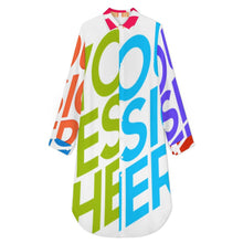 Cargar imagen en el visor de la galería, Vestido largo tipo blusa para mujer B43S personalizado con patrón foto texto (impresión de imágenes múltiples)