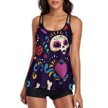 Cargar imagen en el visor de la galería, Conjunto Baño Mujer Dos Piezas Falda Personalizable | Top Ajustable y Short