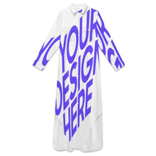 Cargar imagen en el visor de la galería, Vestido camisero maxi clásico para mujer B9S personalizado con patrón foto texto