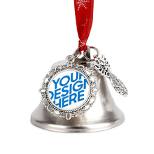 Cargar imagen en el visor de la galería, Campana de Navidad Decoraciones para árboles de Navidad Colgante de campana de metal Adornos colgantes personalizado con patrón foto texto