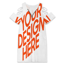 Cargar imagen en el visor de la galería, Vestido de mujer de talla grande con cuello en V y hombros descubiertos F59Q personalizado con patrón foto texto