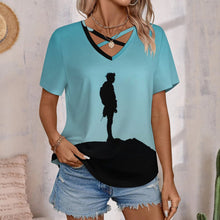 Cargar imagen en el visor de la galería, Camiseta Cruzada Cuello V Personalizable para Mujer | Top Verano