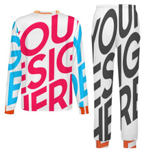 Cargar imagen en el visor de la galería, Conjunto de pijama de cuello redondo y manga larga para niños LM126 personalizado con patrón foto texto (impresión de imágenes múltiples)