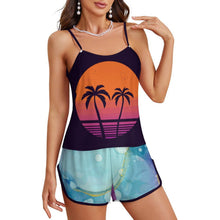 Cargar imagen en el visor de la galería, Conjunto Pijama Seda de Hielo Mujer Personalizable | Top Tirantes y Short