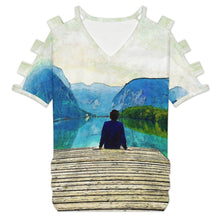 Cargar imagen en el visor de la galería, Camiseta Hombros Descubiertos Mujer Personalizable | Top Verano V Escote