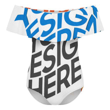 Cargar imagen en el visor de la galería, Traje de baño de una pieza con volantes y hombros descubiertos OFF SHOULDER para mujer 294328 personalizado con patrón foto texto (Impresión Completa de múltiples imágenes)