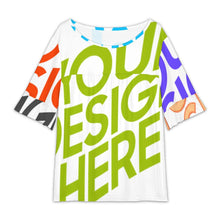 Cargar imagen en el visor de la galería, Camiseta de mujer con mangas de hoja de loto NT104 personalizado con patrón foto texto (impresión de imágenes múltiples)