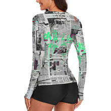 Cargar imagen en el visor de la galería, Women's Long Sleeve T-Shirt Newspaper Graffiti