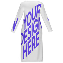 Cargar imagen en el visor de la galería, Vestido midi de manga larga con cuello redondo para mujer CRQ personalizado con patrón foto texto