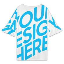 Cargar imagen en el visor de la galería, Camiseta de mujer con cuello en V y mangas de loto NT101 personalizado con patrón foto texto (impresión de imagen única)