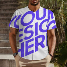 Cargar imagen en el visor de la galería, Camisa de hombre de manga corta sin cuello LM018 personalizado con patrón foto texto (impresión de imagen única)