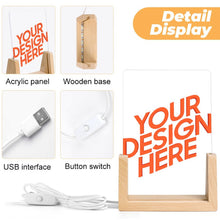 Cargar imagen en el visor de la galería, Lámpara de noche acrílica (base inclinada de un solo color) personalizado con patrón foto texto