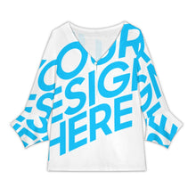 Cargar imagen en el visor de la galería, Top con cuello en V y mangas de pétalos para mujer KCL personalizado con patrón foto texto