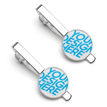 Cargar imagen en el visor de la galería, Pinzas para corbata paquete de un par impresas con el mismo patrón personalizado con patrón foto texto