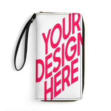 Cargar imagen en el visor de la galería, Cartera larga de cuero con cordón personalizado con patrón foto texto (diferentes imágenes en la parte delantera y trasera)