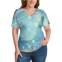 Cargar imagen en el visor de la galería, Camiseta Mujer Escote V Seda de Leche | Manga Corta Personalizable