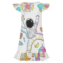 Cargar imagen en el visor de la galería, Floral Edge Nightgown Astronauts, Spaceflights, Spaceships, Children's Fun