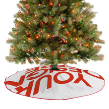 Cargar imagen en el visor de la galería, Falda para árbol de Navidad (borde rojo) (diferentes imágenes en ambos lados) personalizado con patrón foto texto
