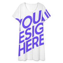 Cargar imagen en el visor de la galería, Vestido de mujer de manga corta con botones y cuello redondo LM501 personalizado con patrón foto texto (impresión de imagen única)