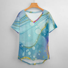 Cargar imagen en el visor de la galería, Camiseta Mujer Escote V Seda de Leche | Manga Corta Personalizable