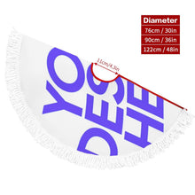 Cargar imagen en el visor de la galería, Falda para árbol de Navidad cubierta para árbol de Navidad (estilo flecos) (misma imagen en ambos lados) personalizado con patrón foto texto