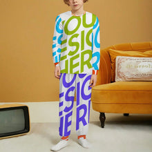 Cargar imagen en el visor de la galería, Conjunto de pijama de cuello redondo y manga larga para niños LM126 personalizado con patrón foto texto (impresión de imágenes múltiples)