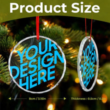 Cargar imagen en el visor de la galería, Adorno de árbol de Navidad de vidrio redondo personalizado con patrón foto texto