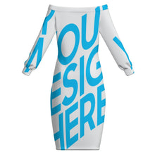 Cargar imagen en el visor de la galería, Vestido largo con hombros descubiertos para mujer MXLD personalizado con patrón foto texto (impresión de imagen única)