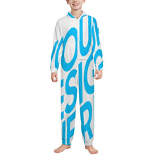 Cargar imagen en el visor de la galería, Mono de franela con capucha y cremallera de manga larga LTWY87 para niños de 2 a 15 años personalizado con patrón foto texto (impresión de imagen única)