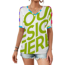 Cargar imagen en el visor de la galería, Camiseta de mujer de manga corta con hombros descubiertos LM077 personalizado con patrón foto texto (impresión de imágenes múltiples)
