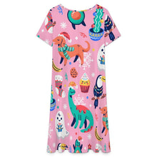 Cargar imagen en el visor de la galería, Short Sleeved V-neck Dress Dinosaurs, Ghosts, Party