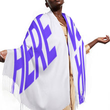 Cargar imagen en el visor de la galería, Bufanda con borlas para mujer de gran tamaño 200 cm 70 cm x 10 cm personalizado con patrón foto texto