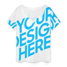 Cargar imagen en el visor de la galería, Camiseta de manga corta de talla grande VDT Top de verano con cuello en V y foto personalizado con patrón foto texto (impresión de imagen única)