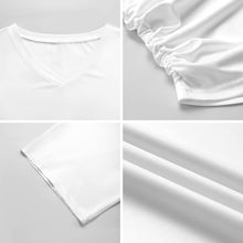 Cargar imagen en el visor de la galería, Camiseta Mujer Escote V Fruncido Lateral | Seda de Leche Personalizable