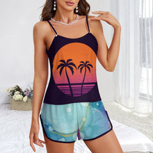 Cargar imagen en el visor de la galería, Conjunto Pijama Seda de Hielo Mujer Personalizable | Top Tirantes y Short