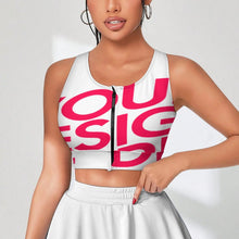 Cargar imagen en el visor de la galería, Sujetadores deportivos con cremallera frontal para mujer SDS2007 personalizado con patrón foto texto (impresión de imagen única)