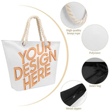 Cargar imagen en el visor de la galería, Bolsa de mano de cuerda de cáñamo de gran capacidad personalizado con patrón foto texto (impresión de imágenes múltiples)