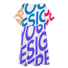 Cargar imagen en el visor de la galería, Vestido midi de verano de manga corta con cuello redondo y estampado personalizado con patrón foto texto (impresión de imágenes múltiples)