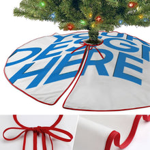 Cargar imagen en el visor de la galería, Falda para árbol de Navidad cubierta para árbol de Navidad (borde rojo) (misma imagen en ambos lados) personalizado con patrón foto texto