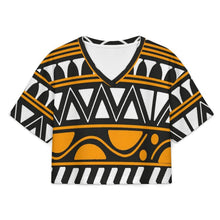 Cargar imagen en el visor de la galería, Short V-neck Top African Pattern