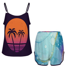 Cargar imagen en el visor de la galería, Conjunto Pijama Seda de Hielo Mujer Personalizable | Top Tirantes y Short